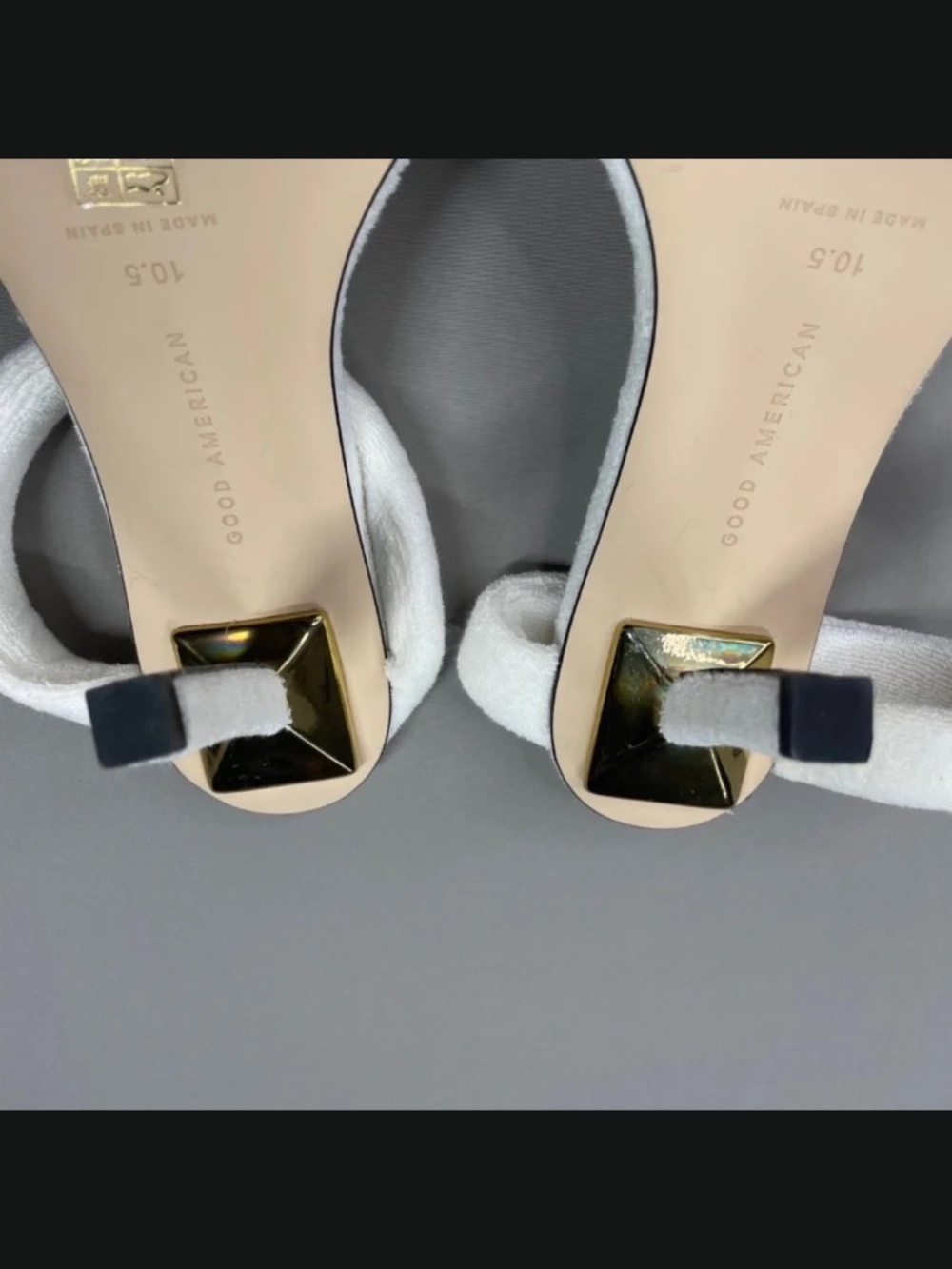 Good American Shoes Womens 10.5 white terry slip on strappy heels summer - Picture 9 of 11